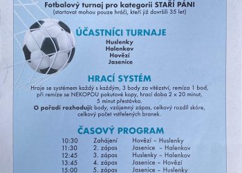 Zveme vás na TURNAJ STARÝCH PÁNŮ v Huslenkách!