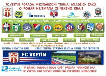 Vsetín pořádá Mezinárodní turnaj mladších žáků O pohár hejtmana Zlínského kraje