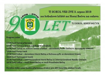 TJ Sokol Horní Bečva oslaví 3. srpna devadesáté narozeniny