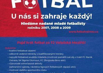 Valmez hledá mladé fotbalisty ročníků 2007, 2008 a 2009
