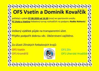 Turnaj rozhodčích ve Lhotě u Vsetína na podporu Radka Nohavici již dnes! Přijďte se podívat na turnaj!