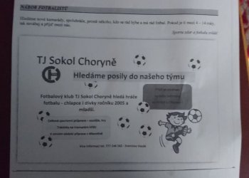 Choryně - Hledáme posily do našeho týmu