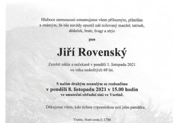 Do fotbalového nebe odešel předčasně Jiří Rovenský