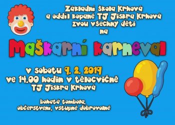 TJ Jiskra Krhová zve na Maškarní karneval