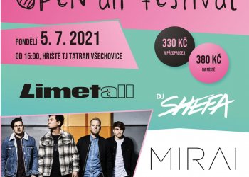 Tatran Všechovice zve 5. července na skvěle obsazený OPEN AIR FESTIVAL