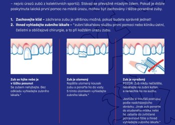 Zdravotní komise FAČR vydala metodický pokyn jak se zachovat při zranění zubů