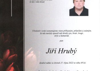 Do fotbalového nebe odešel předčasně Jiří Hrubý