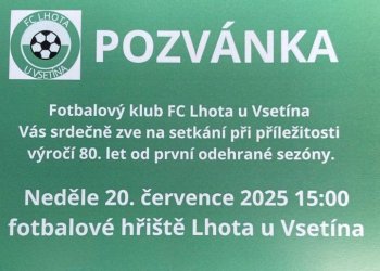 Lhota u Vsetína oslaví 20. července 80 let