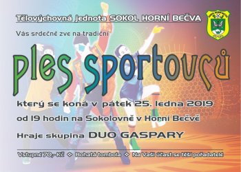 TJ Sokol Horní Bečva pořádá ples Sportovců