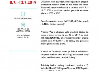 Foto č. 1 - V pondělí startuje ve Valmezu mládežnický fotbalový kemp